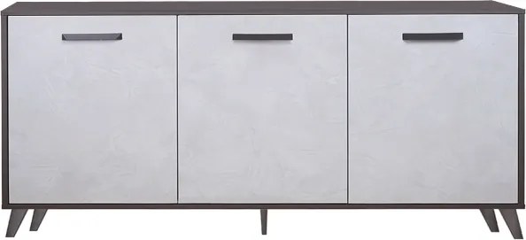 Madia in legno 160 cm a 3 ante Cemento Chiaro e struttura Antracite - LAELA