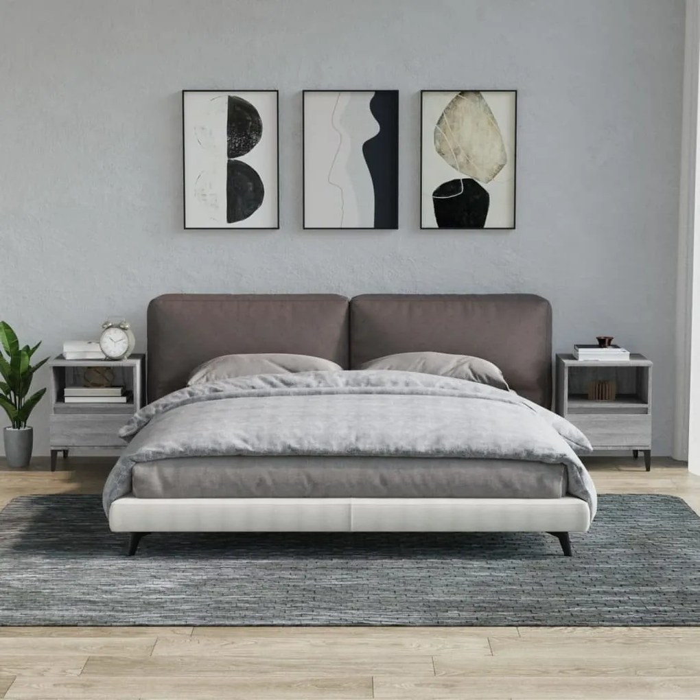 Comodino 2 Pz Grigio Sonoma 40x35x50 Cm /