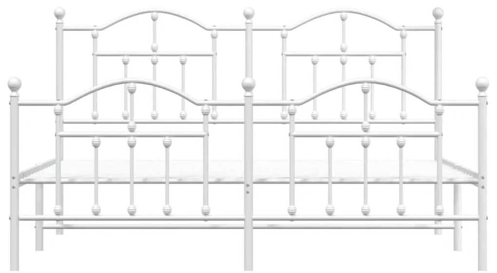 Giroletto con Testiera e Pediera Metallo Bianco 160x200 cm