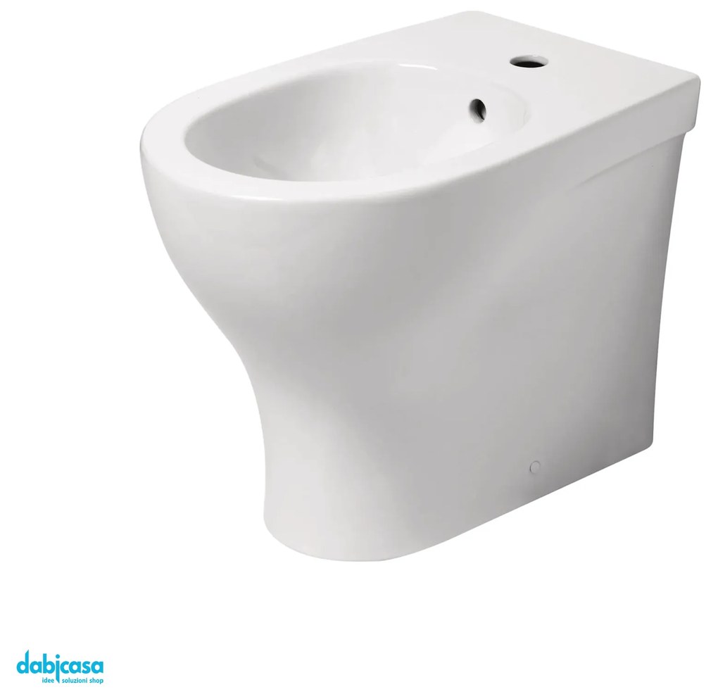 Azzurra Ceramica "Pratica" Bidet Da Terra Filo Muro Bianco Lucido