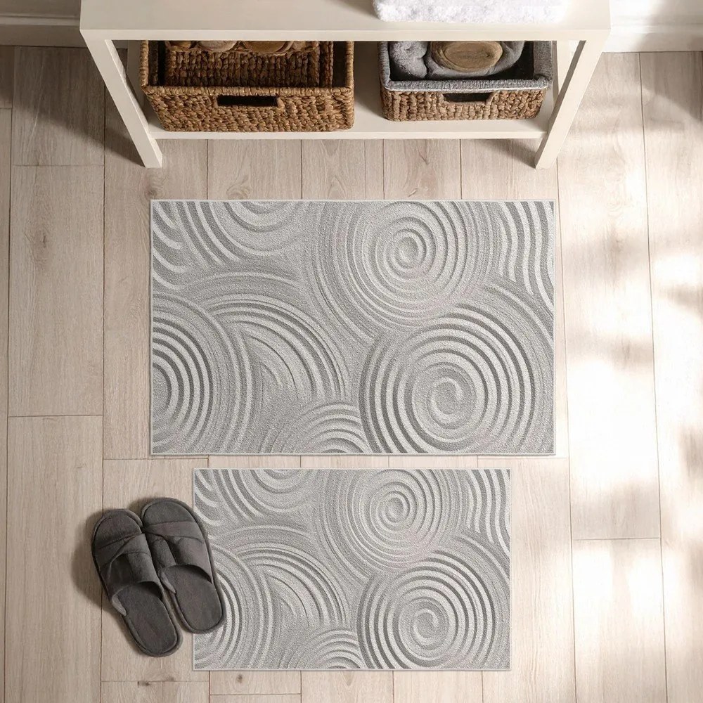 Set di tappetini per il bagno grigio chiaro 2 pz 60x100 cm – Foutastic