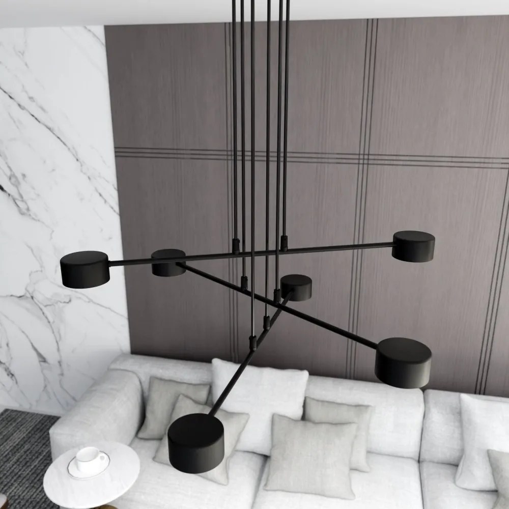 Lampadario a Sospensione in Acciaio GX53 MODUS 6 Nero 6xGX53 Colore del corpo Nero