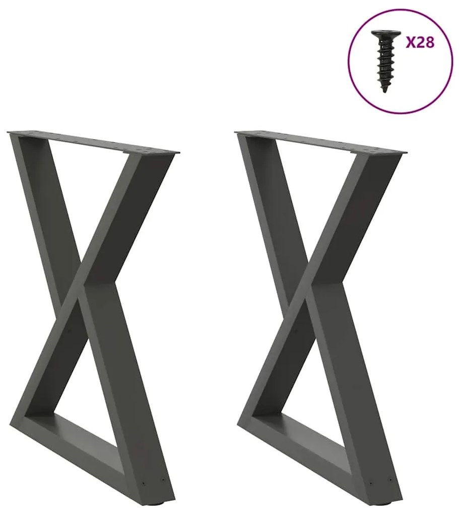 Gambe Per Tavolo Da Pranzo 2pz Antracite 80x(72-73,3)cm Acciaio /