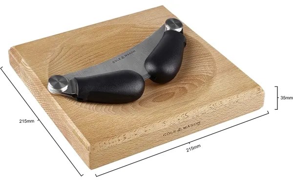 Cole&Mason - Tagliere da cucina e coltello a culla 21,5x51,5 cm faggio