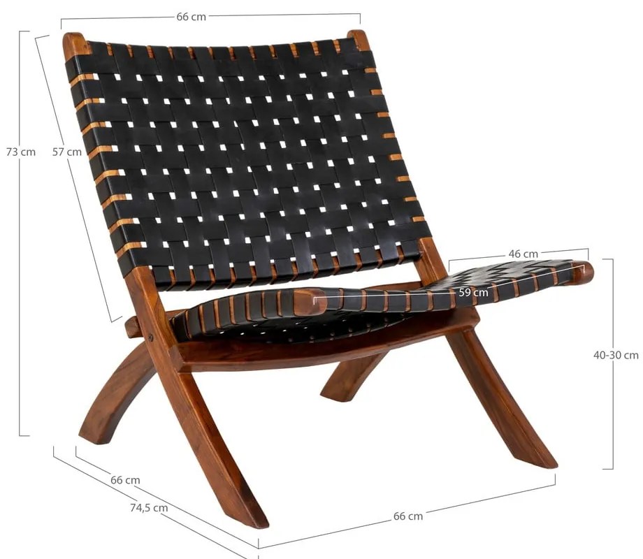 Poltrona in pelle nera con intreccio Perugia - House Nordic