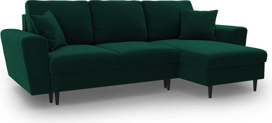 Divano angolare verde allungabile e con contenitore con rivestimento in velluto Kyoto – Cosmopolitan Design