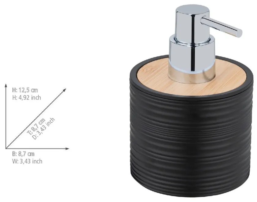 Dispenser per sapone nero opaco in plastica 350 ml Lyon – Allstar