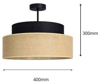Lampadario a plafone BOHO 1xE27/60W/230V diametro 40 cm nero/beige