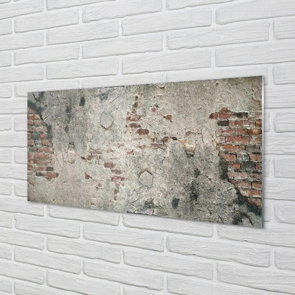 Quadro vetro Muratura in pietra e mattoni 100x50 cm 2 appendini