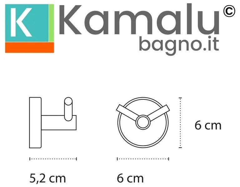 Kamalu - Appendino bagno doppio gancio in acciaio inox lucido e dettagli in ABS nero | NICO-N