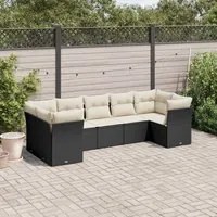 Set Divani da Giardino con Cuscini 7pz Nero Polyrattan 3218116