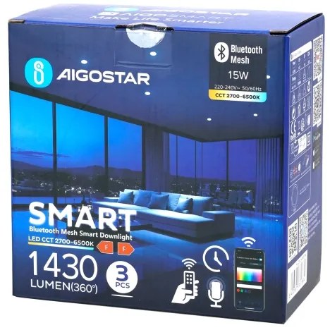 Aigostar-SET 3x Lampada da incasso LED dimmerabile MESH 15W/230V 2700K-6500K diametro 17cm