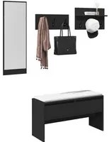 Set Mobili da Ingresso 4 pz Nero in Legno Multistrato 847920