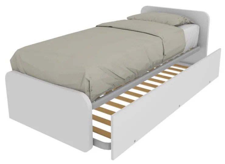 964R - Letto cameretta 80x190  singolo con secondo letto estraibile e testate personalizzabili