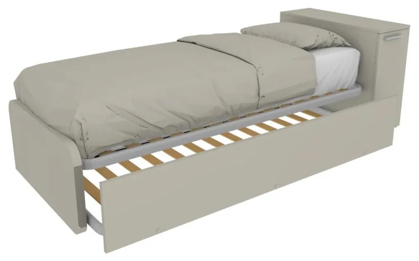 964RK - Letto cameretta 80x190 singolo con elemento contenitore in testata e secondo letto estraibile
