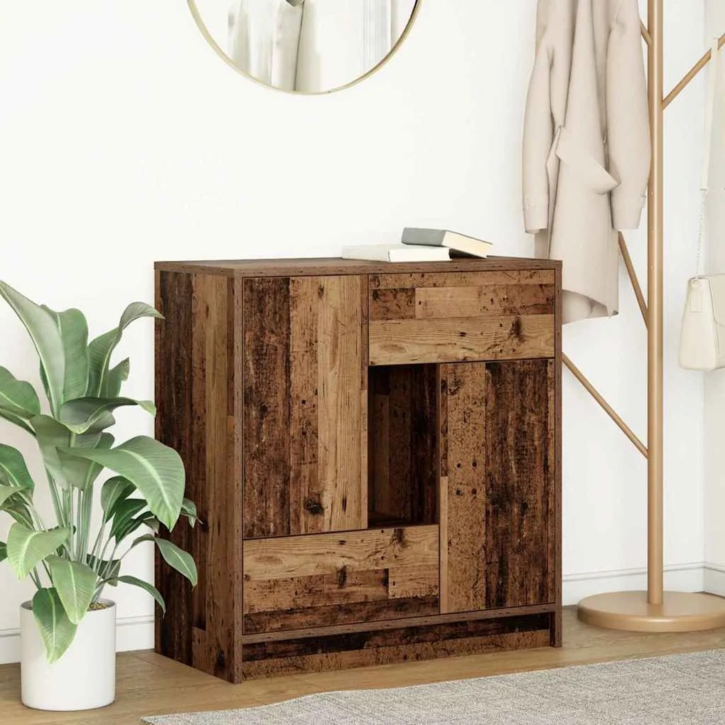 Credenza Con Cassetti E Ante Legno Antico 70,5x34x74,5 Cm /