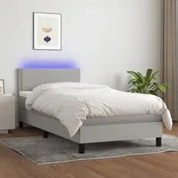 Letto a Molle Materasso e LED Grigio Chiaro 90x200 cm Tessuto cod mxl 65128