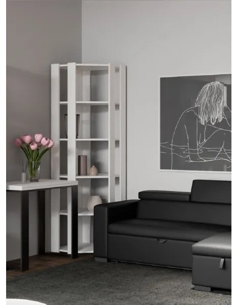 Libreria ad angolo in legno Bianco Frassino 60x204h cm - KATO B