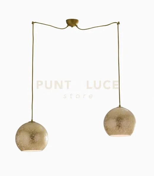 Lampadario a sospensione vanity oro 2 luci attacco e27 120cm in vet...