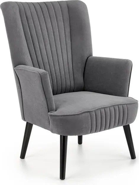 Poltrona imbottita Delgado in velluto grigio - H100 cm