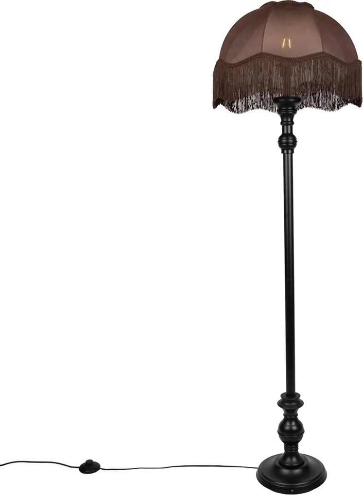 Lampada da terra nera con paralume marrone e interno bianco 45cm - Classico