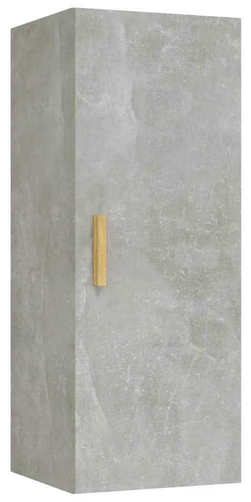 Armadietto a muro grigio cemento 34,5x34x90cm legno multistrato