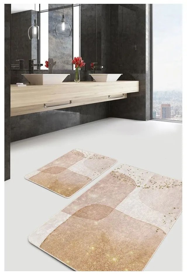 Set di tappetini per il bagno beige in velluto 2 pz 60x100 cm – Mila Home