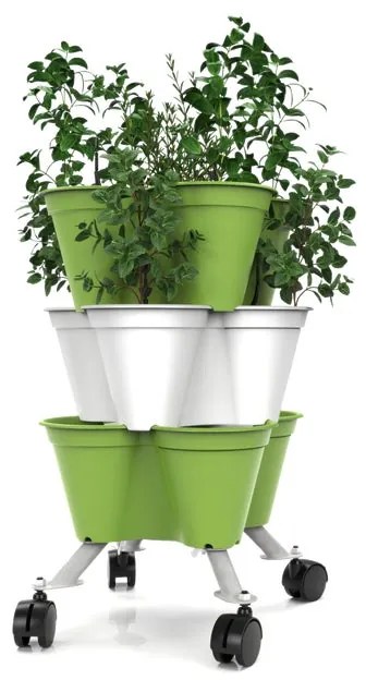 Vaso per piante e fiori Poty XS kit in polipropilene verde oliva H 56 cm L 36.5 x