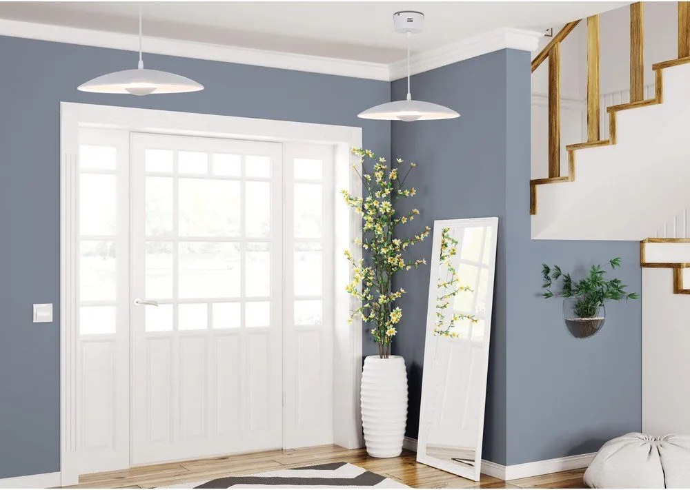 Lampadario LED bianco con paralume in metallo Lund – Candellux Lighting