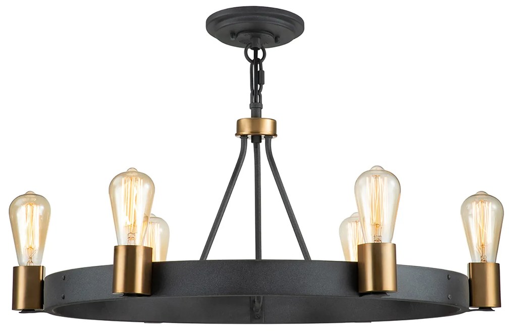 Lampadario Industrial Nordico Silas Acciaio Zinco Antico Ottone 6 Luci E27