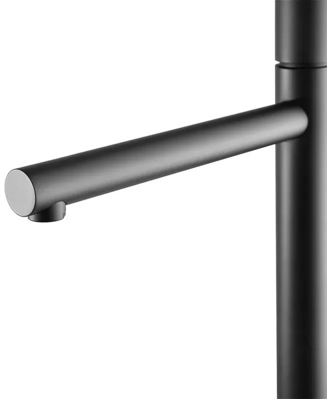 Miscelatore lavabo alto nero opaco senza leva in acciaio inox Gemini