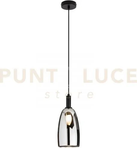 Lampadario a sospensione weizen vetro cromo struttura nera 1 luce a...