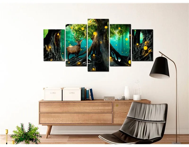 Quadro Enchanted Forest (5 Parts) Wide  Colore Arancione, Dimensioni e Misure 100x50