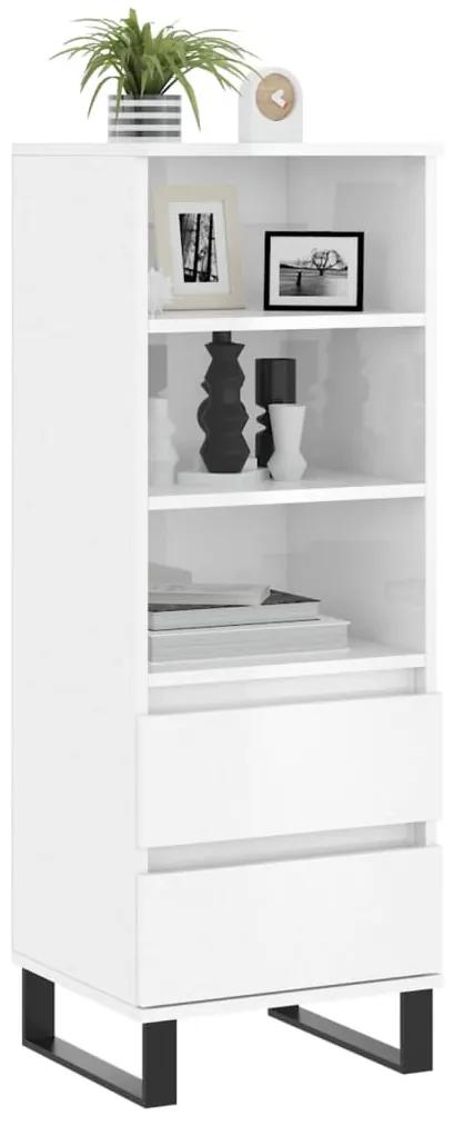 Credenza bianco lucido 40x36x110 cm in legno multistrato