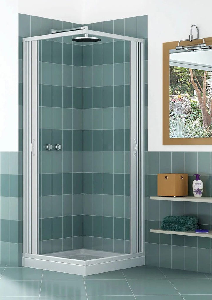 Box Doccia Angolare 75x75 cm 2 Ante a Soffietto in PVC H185 Caldoni Manen Bianco...