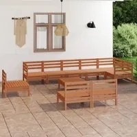 Set Salotto da Giardino 10 pz in Legno Massello di Pino Miele 3082912