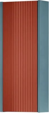 Pensile bagno Niwa cannettato laccato opaco blu pacifico con vetro paprika, 1 anta reversibile P17 x L30 x H78.5 cm