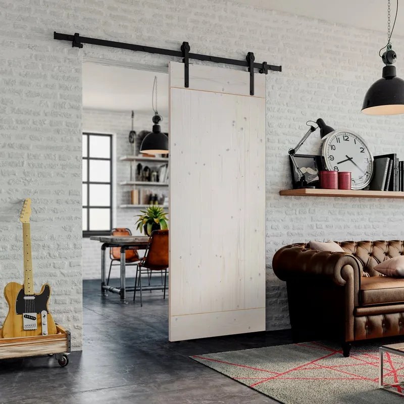 Porta scorrevole reversibile Smooth in legno bianco, L 96 x H 215 cm, con binario Factory