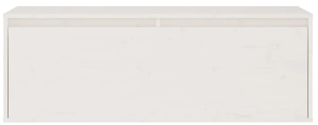Pensile bianco 100x30x35 cm in legno massello di pino