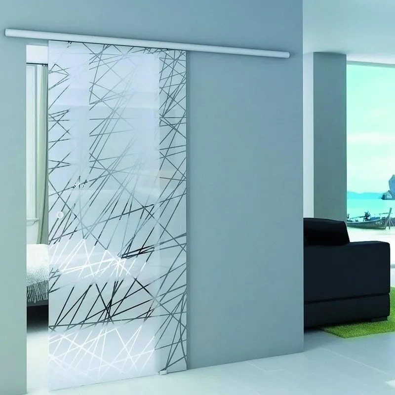 Porta scorrevole reversibile Armonia in alluminio trasparente, L 86 x H 215 cm, con binario Atena