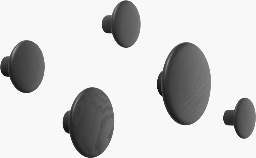 Set di 5 ganci appendiabiti in legno di quercia Dots