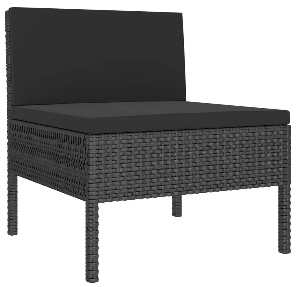 Set Divani da Giardino 7 pz con Cuscini in Polyrattan Nero