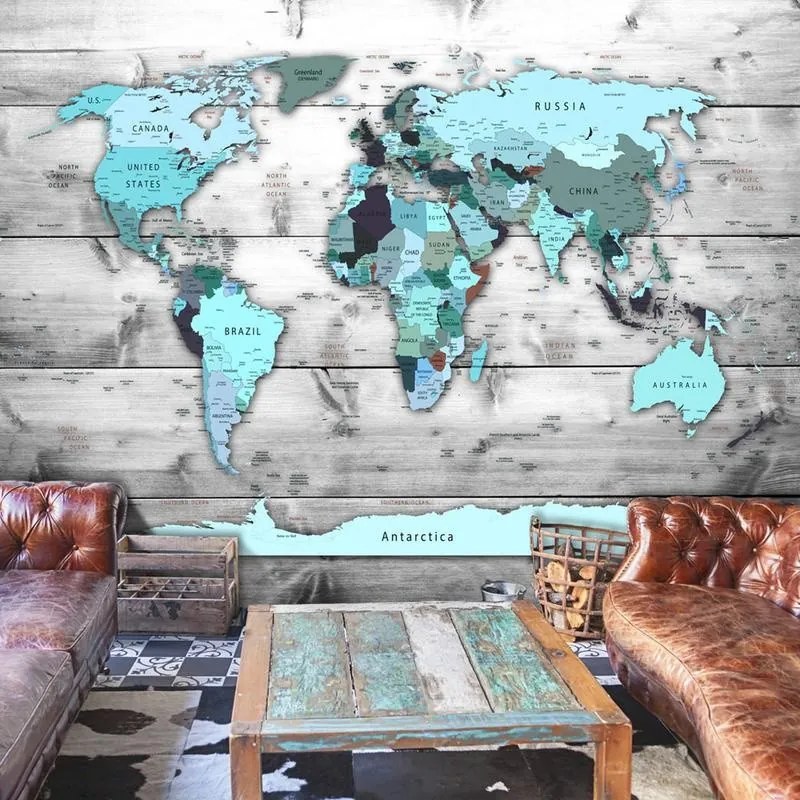 Fotomurale adesivo  World Map: Blue Continents  Larghezza x Altezza Home decor 147x105