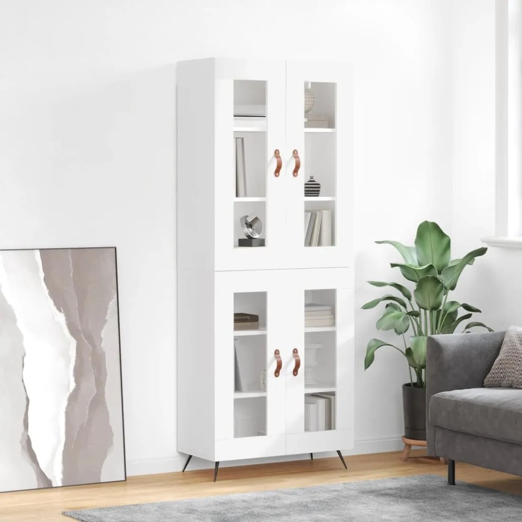Credenza Bianca 69,5x34x180 Cm İn Legno Multistrato /