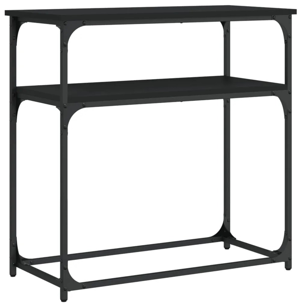 Tavolino consolle nero 75x35,5x75 cm in legno multistrato
