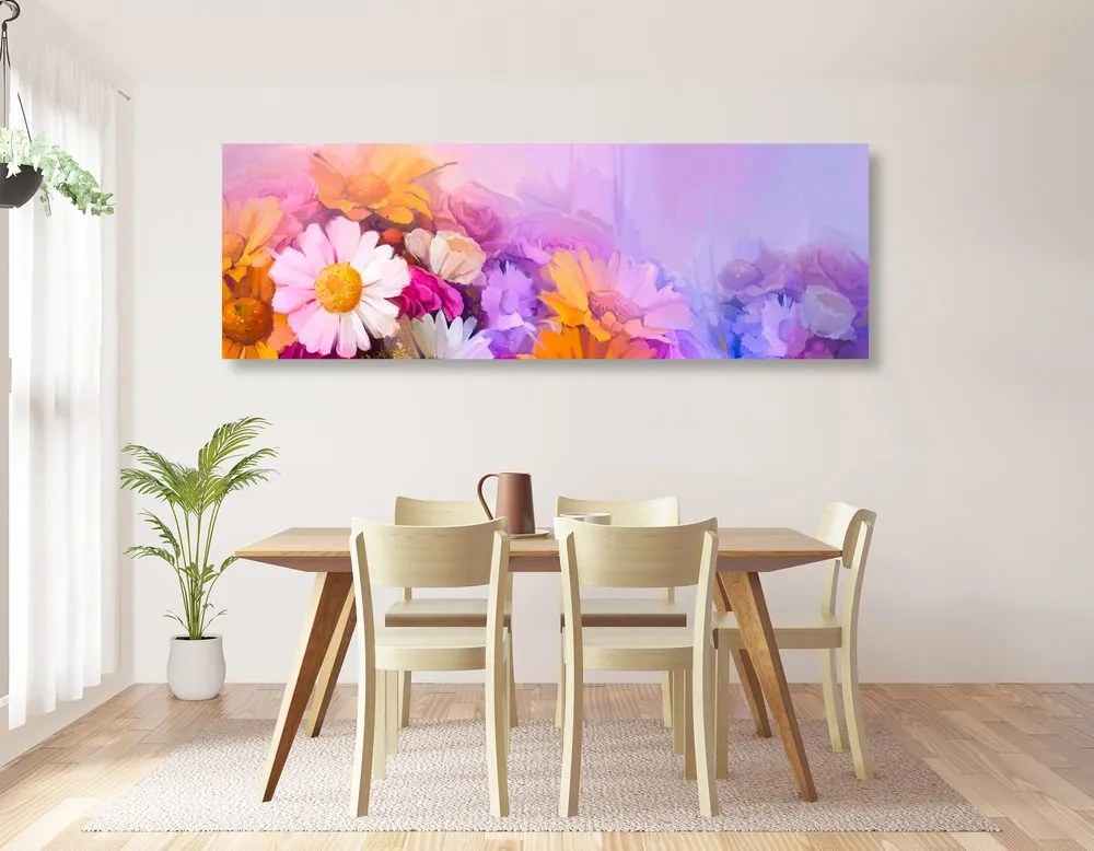 Quadro su tela – Dipinto a olio di fiori variopinti