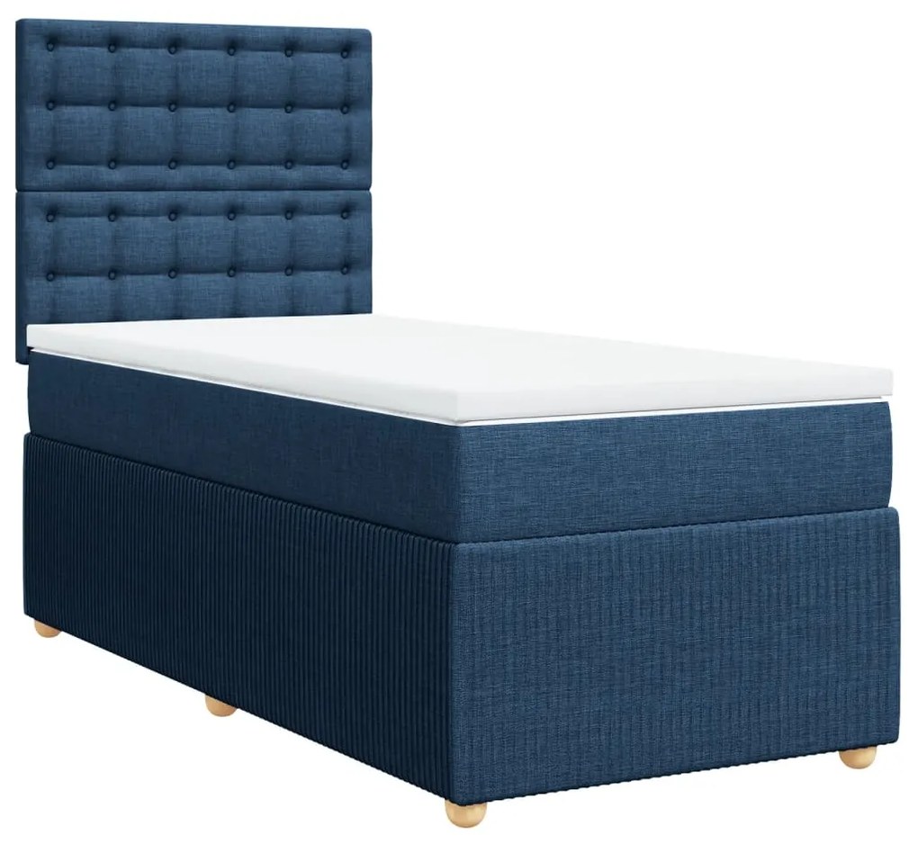 Giroletto a molle con materasso blu 90x190 cm in tessuto