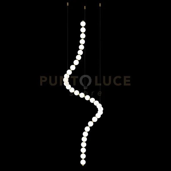 Lampada a sospensione verticale perla, cromata, 33 sfere, led 66 wa...