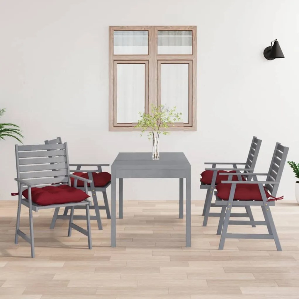 Sedie pranzo per esterni con cuscini 4 pz legno massello acacia