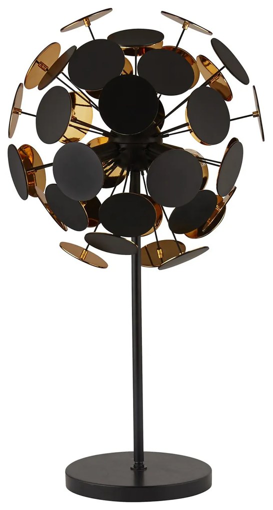 Lampada Scrivania Contemporanea Disco Acciaio Nero Policarbonato Oro 1 Luce E14